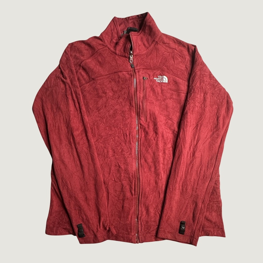 The North Face Jacket Mens L Red Full Zip Fleece Mock Neck Chest Pocket Outdoor